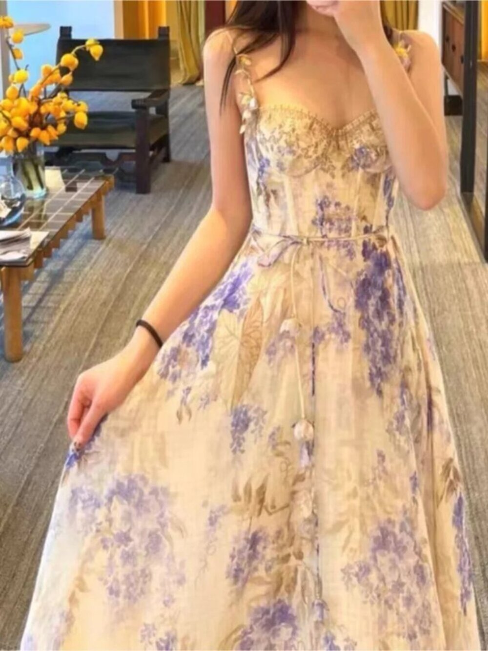 Zimmermann Dawning Dress in Cream and Purple